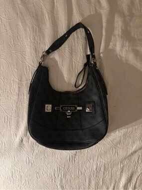 Guess Black Logo Crescent Shoulder Bag